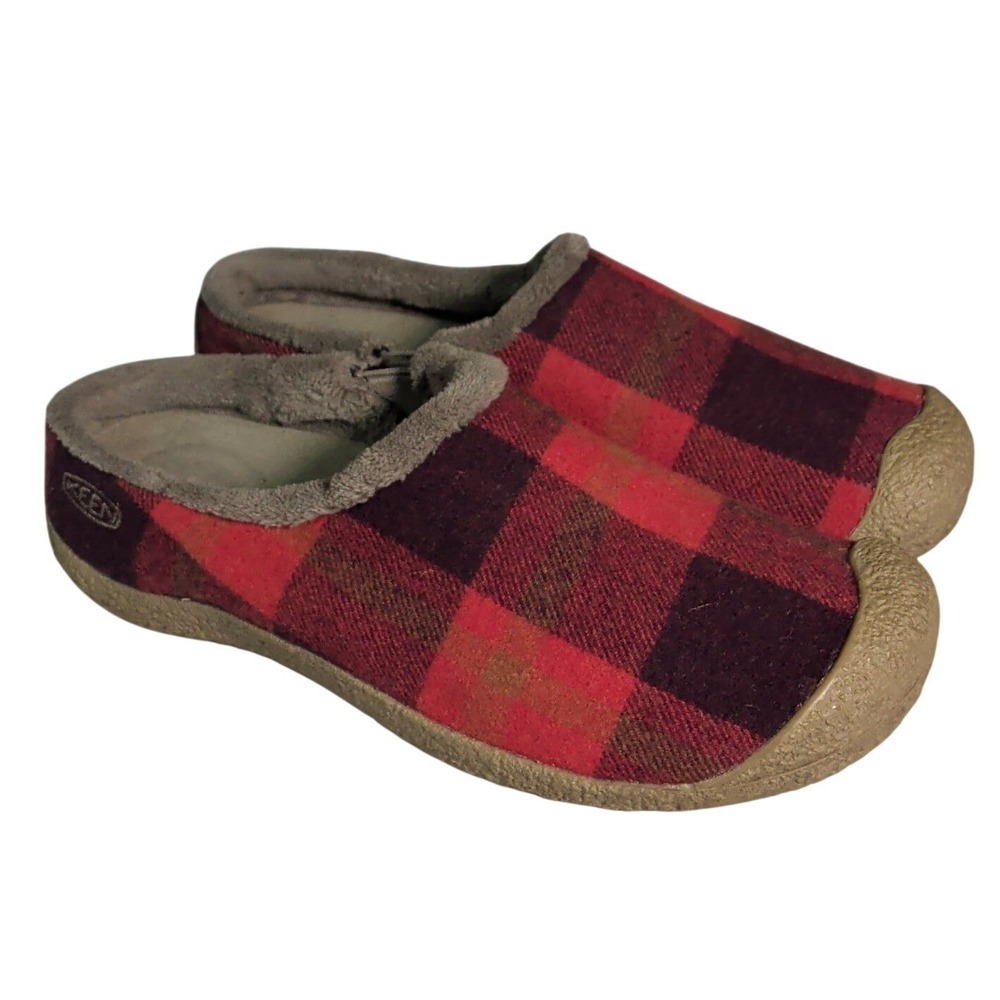 Keen Howser II Slide Mules Womens Size 11 Slippers Multicolor Plaid Faux Fur